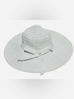 DISNEY PARKS AUTHENTIC ORIGINAL - Wide-Brim White Sun Hat with Bow Accent